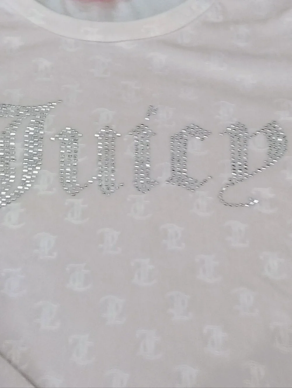 Juicy Couture Sleepwear Top Juniors XL Pink Velour Bling Rhinestone Long Sleeve - Picture 2 of 11